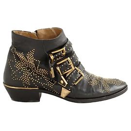 Chloé Boots à boucles en cuir noires Noir