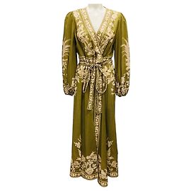 Vestido midi de voile de algodón con estampado floral Anneke en verde ejército de Zimmermann Verde