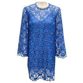 Maxine Cornflower Spitzen-Mini-Tunika-Kleid von Zimmermann Blau