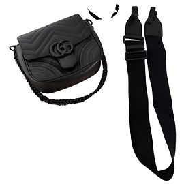 Borsa a Spalla in Pelle GG Marmont di Gucci Nero