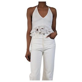 Alaïa Weißes, kurzes Top mit Halterneck - Größe UK 8 Weiß