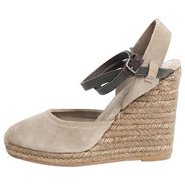 Brunello Cucinelli Espadrilles compensées en suède gris - taille EU 38 (UK 5) Gris