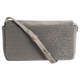 Brunello Cucinelli Silver beaded clutch Silvery
