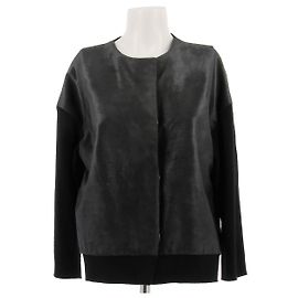 Lanvin Schwarzer Cardigan aus Kalbsleder und Wolle Schwarz