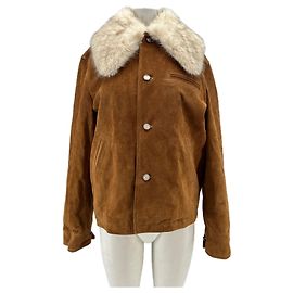 Autre Marque Giacca in pelle e pelliccia marrone Marrone