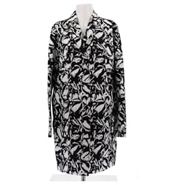 Lanvin Giacca lunga nera e bianca in cotone Nero