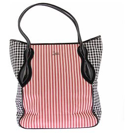 Christian Louboutin Borsa a righe e vichy Rosso