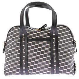 Pierre Hardy Bolsa de couro com cubos de couro e lona Preto
