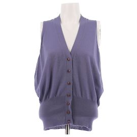 Hermès Ärmelloser lila Cashmere-Cardigan Lila
