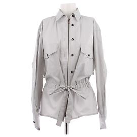 Yves Saint Laurent Metallisch graue Saharienne mit Seide Grau