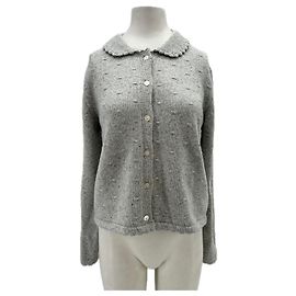Autre Marque Grau gestrickter Cardigan aus Wolle Grau