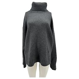 Autre Marque Pull col roulé gris en laine Gris
