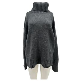 Autre Marque Pull col roulé gris en laine Grey