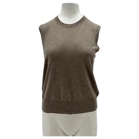 Massimo Dutti Pull sans manches taupe en laine Beige
