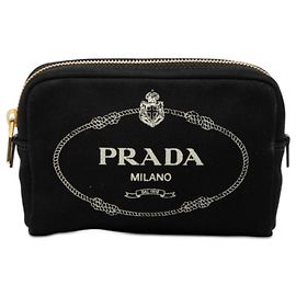 Prada Logo Canapa Mini Handbag Pouch Black