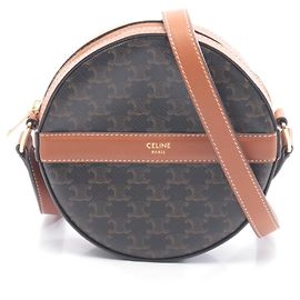Céline Bolsa de ombro redonda Celine Triomphe Marrom Preto