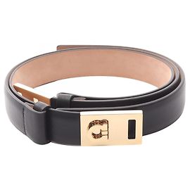 Salvatore Ferragamo Gancini Black Leather Belt Black