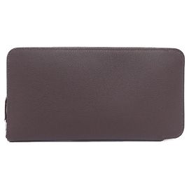 Billetera bi-fold de seda ELECTRIQUE de Hermès Castaño Azul claro