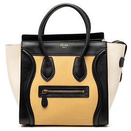 Céline Borsa a mano Celine Luggage Micro Shopper Nero Beige Crudo