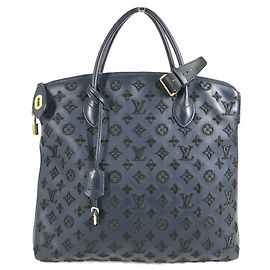 Borsa Tote Verticale Lockit in Gomma Monogram Louis Vuitton Nero Blu