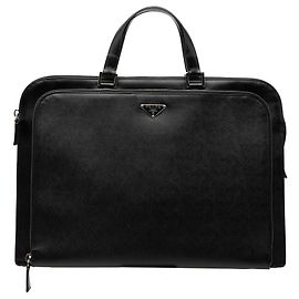 Prada Schwarze Saffiano Aktentasche Schwarz