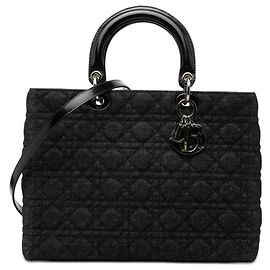 Dior Schwarz Große Denim Cannage Lady Dior Schwarz