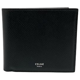 Céline Celine schwarze Leder-Bifold-Geldbörse Schwarz