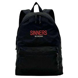 Balenciaga Black Canvas and Leather Backpack Black