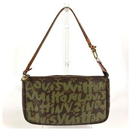 Pochette Accessori Monogram Graffiti Louis Vuitton Marrone Cachi