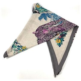Hermès Hermes Jungle Love Triangle Géant Shawl Brown Multiple colors