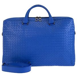 Pasta de couro azul Bottega Veneta Azul