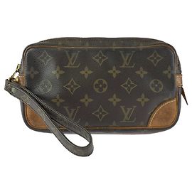 Louis Vuitton Monogram Marly Dragonne PM Clutch Tasche Braun