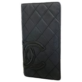 Cartera larga de piel de cordero Chanel Cambon Negro