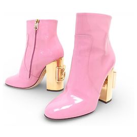 NEW DOLCE & GABBANA VALLEY DG KAROL BOOTS 37.5 IT 38.5 FR Pink
