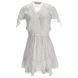 Robe Mini en Lin Blanc avec Détails en Dentelle Iro Balco Blanc Écru