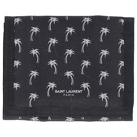 Saint Laurent Palm Tree Tri-Fold Wallet in Black Nylon Black