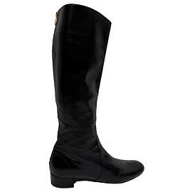 Botas negras de cuero con cremallera hasta la rodilla de Prada Negro
