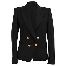 Pierre Balmain Double-Breasted Blazer in Black Wool Black