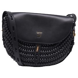 Bolsa transversal T Twist tecida em couro preto da Tom Ford Preto