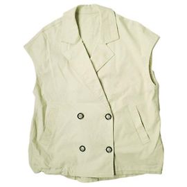 Autre Marque Chaleco Doble Tailored Risley 23SS en Mezcla de Algodón Beige