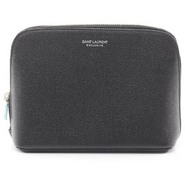 Yves Saint Laurent Black Leather Pouch Black