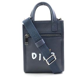 Borsa a spalla in pelle blu navy Christian Dior Blu navy