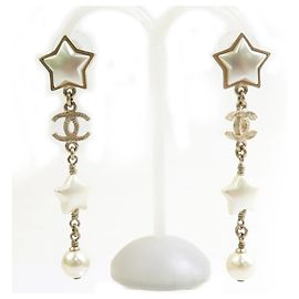 Orecchini a goccia Chanel in oro e bianco Bianco D'oro