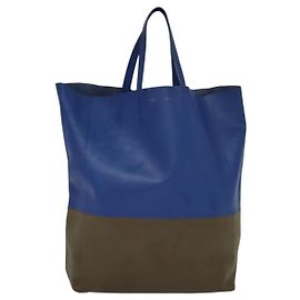 Céline Celine Vertical Cabas Tote Leather Large Blue