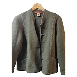 Autre Marque Green wool jacket with cable pattern and buttons Green