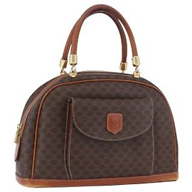 Céline CELINE Macadam Canvas Hand Bag PVC Leather Brown Gold Auth 173791 Brown Golden
