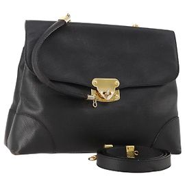 BOTTEGA VENETA Bolsa de mão em couro preto e dourado Auth ti3770 Preto Dourado