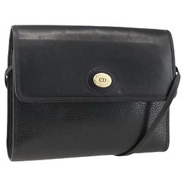Borsa a Spalla Christian Dior in Pelle Nera Oro Auth 174078 Nero D'oro