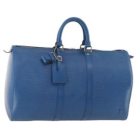 LOUIS VUITTON Epi Keepall 45 Bolsa Boston Azul M42975 LV Auth 168373 Azul