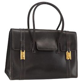 Hermès HERMES Borsa a Mano Drag 30 in Pelle di Vitello Marrone Scuro Oro CC Auth fm5258A D'oro Marrone scuro